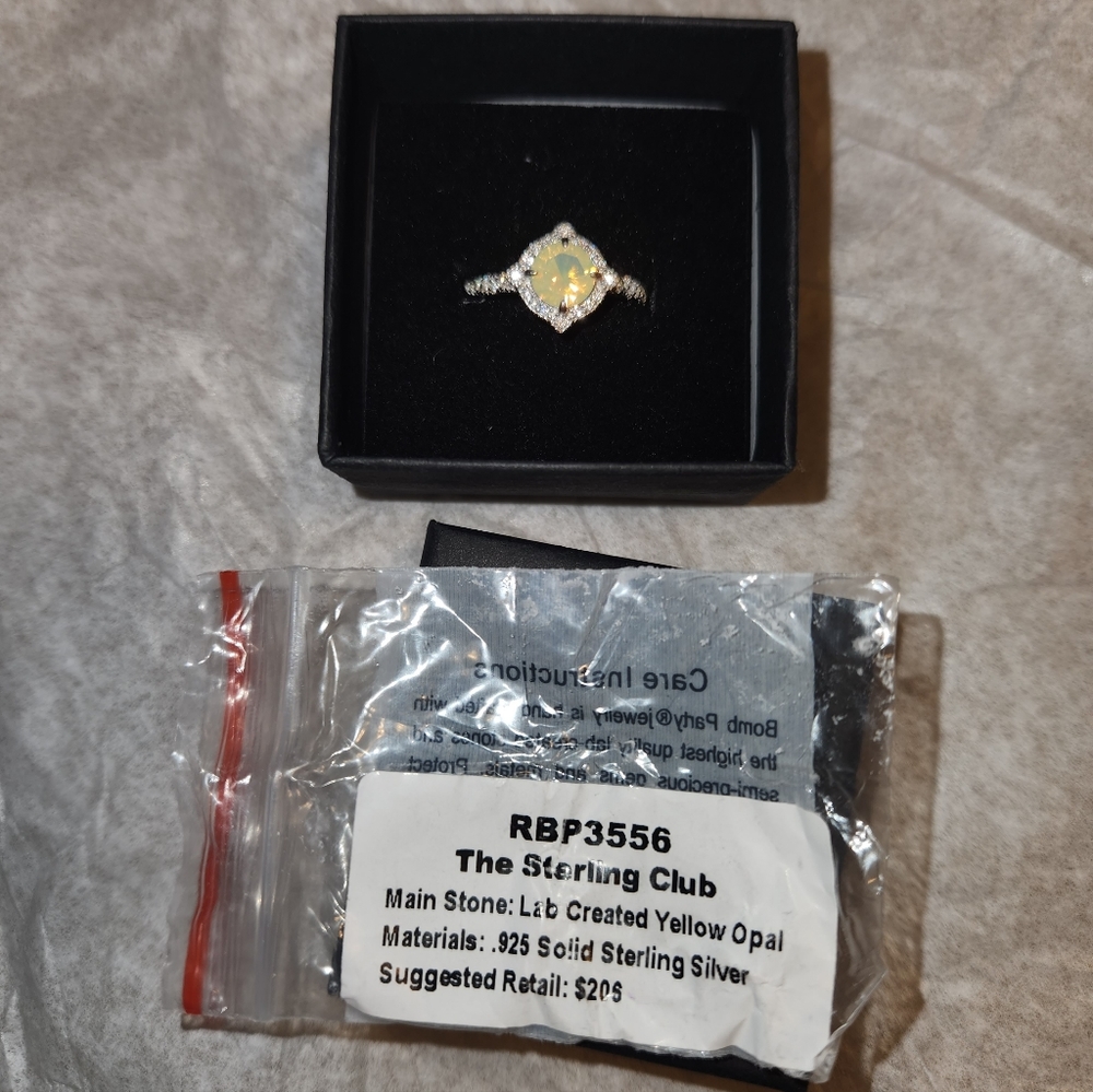 Yellow Opal Sterling Silver Size 8 ring